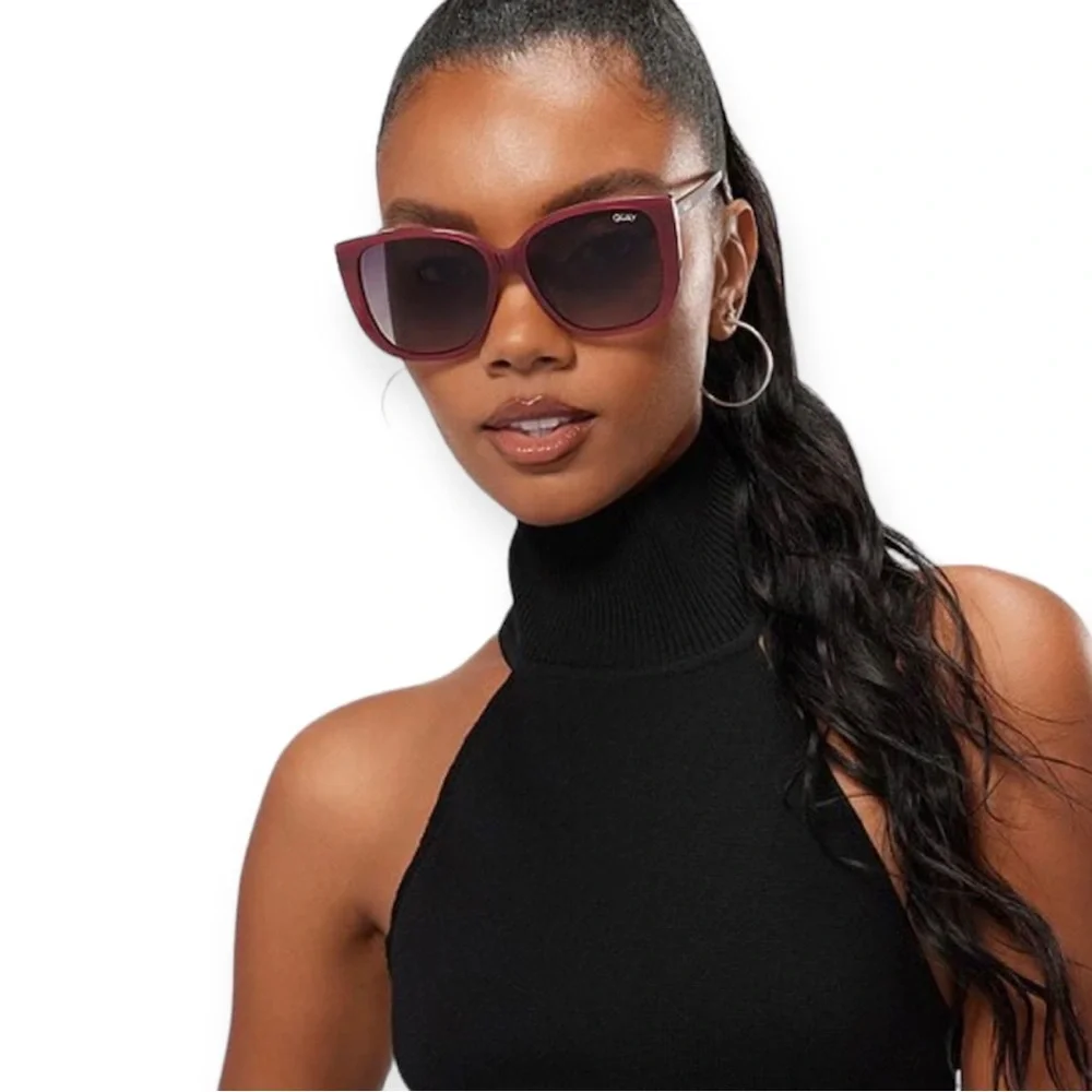 QUAY Ever After Sunglasses Polarized Spice Frame Smoke Taupe Gradient Lens NWT